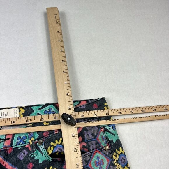 Rachel Roy Womens Cropped Skinny Jeans Retro Printed Zip Ankle Mid Rise Size 32 - Picture 8 of 12